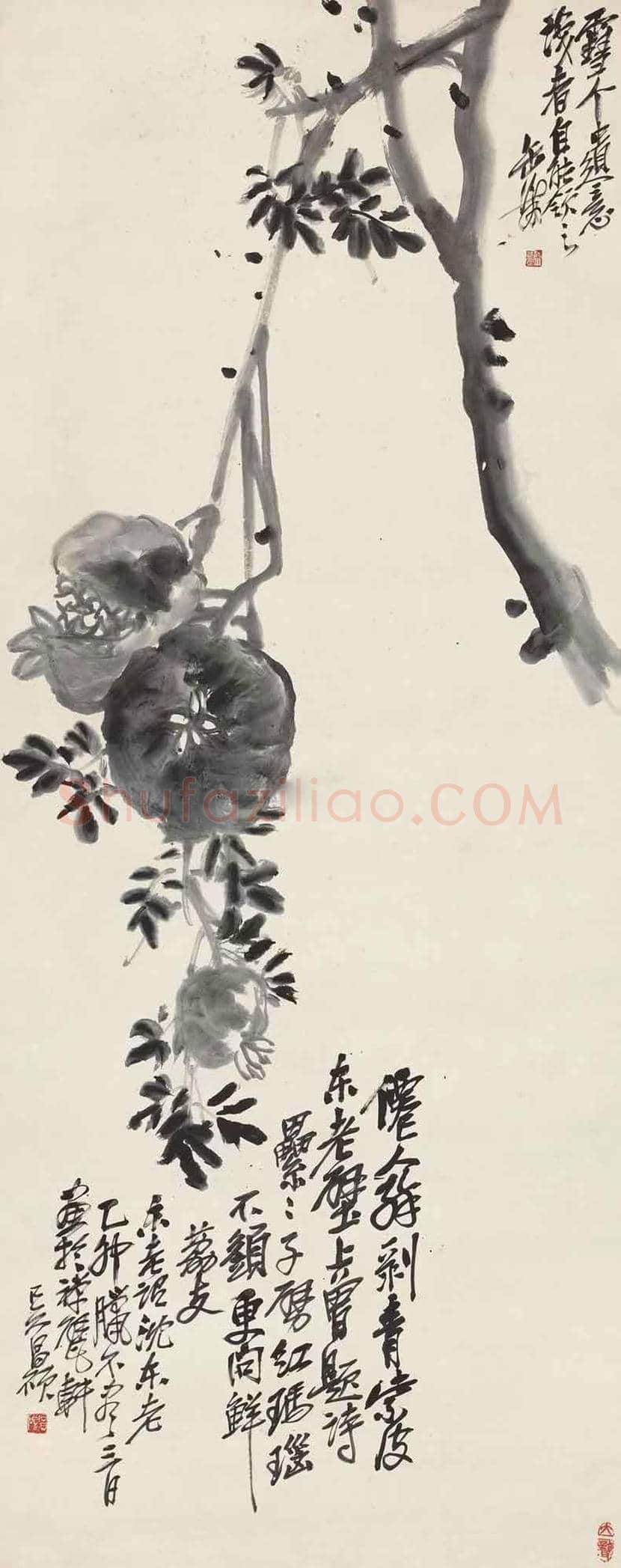 吴昌硕笔下的石榴图 | 书画资料