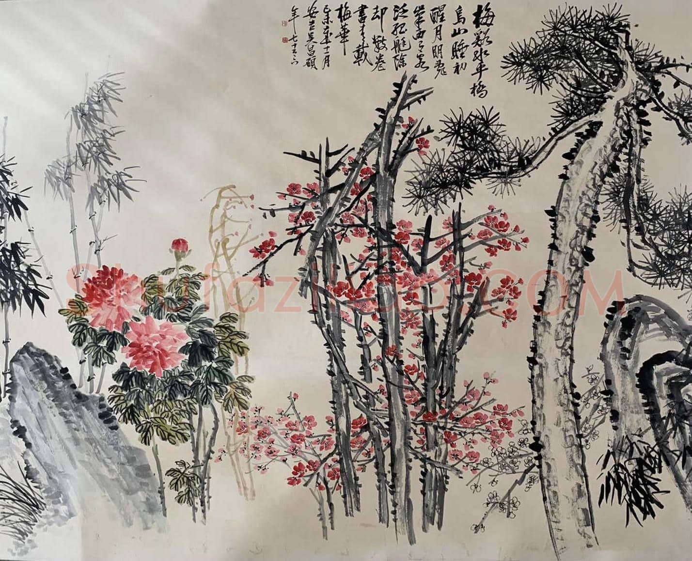 吴昌硕丈六巨制花鸟画,首度面世 | 国画图片