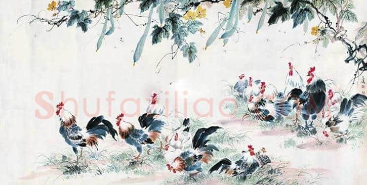 王雪涛画笔下的鸡,喜庆吉祥 | 书画百科