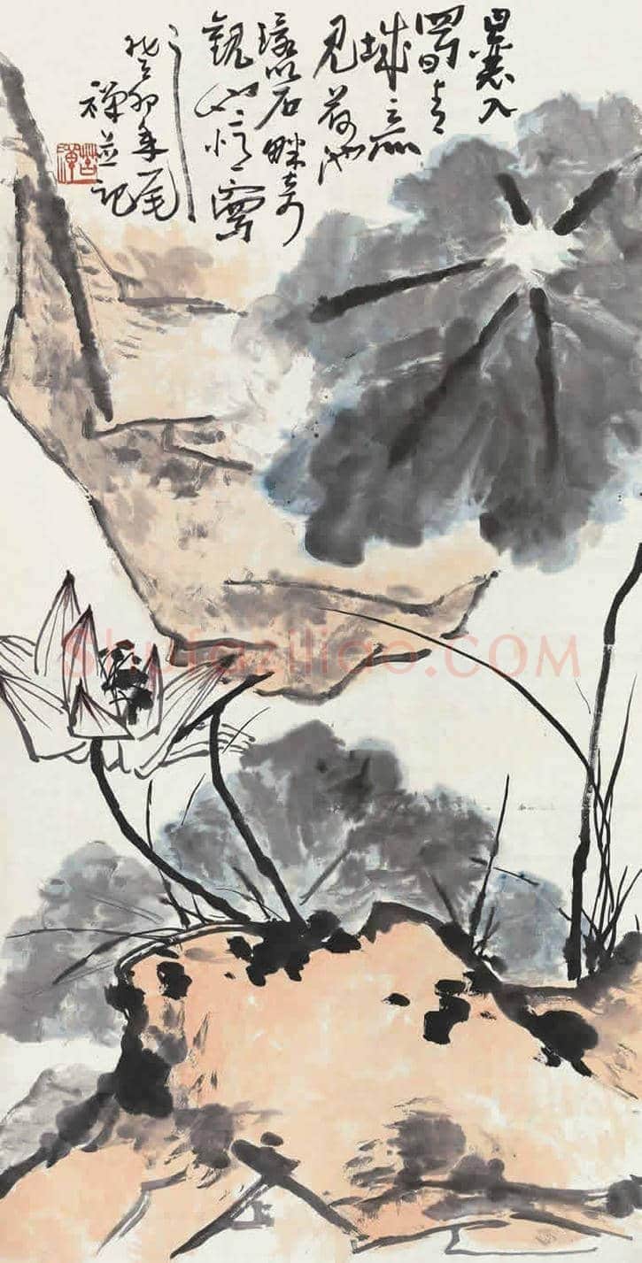 李苦禅荷花作品欣赏【高清大图】 | 书画百科