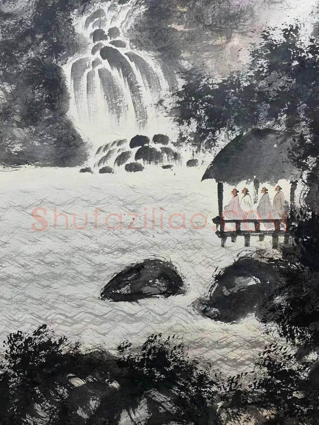 傅抱石磅礴巨制《雲峯山下》，撼世呈现！ | 国画图片