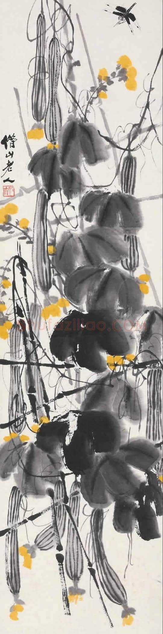 齐白石画丝瓜,寓意思念和牵挂 | 书画常识