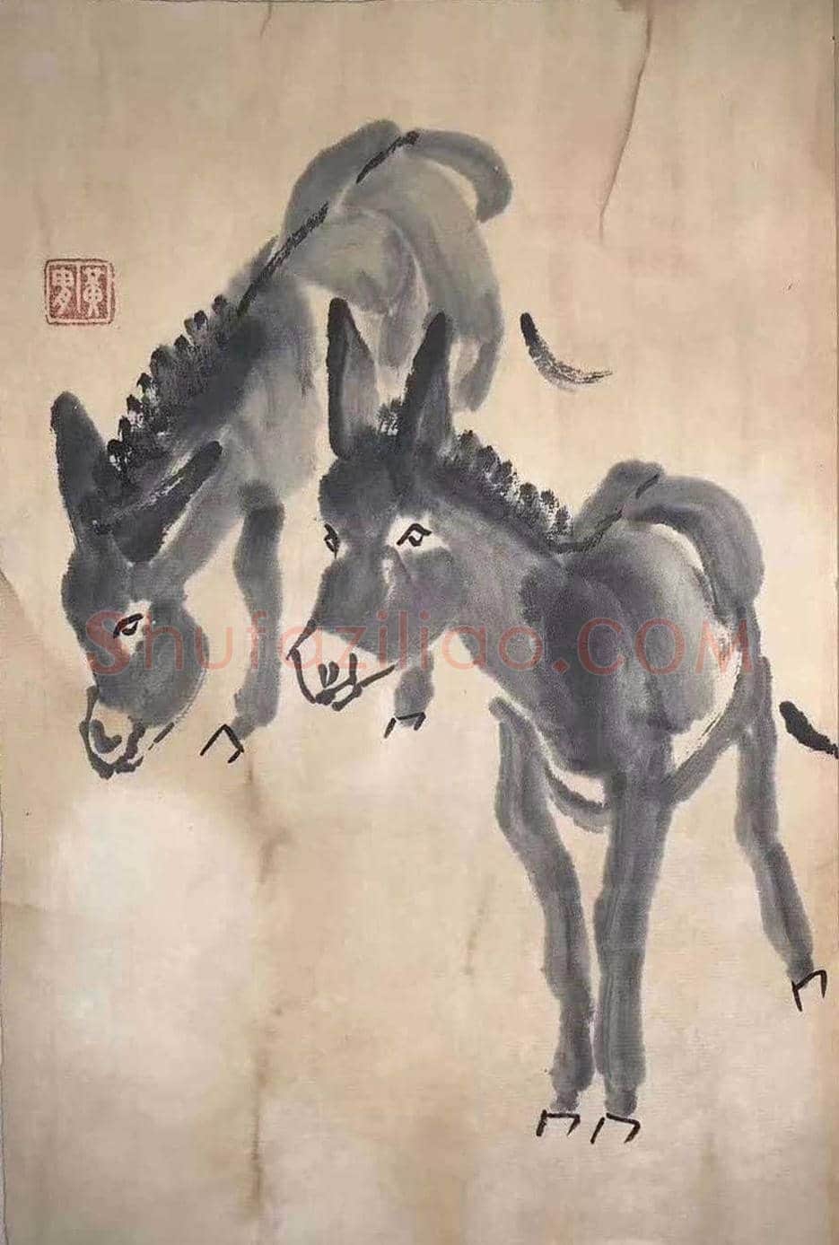 黄胄《双驴图》十开册页,经典力作 | 国画图片