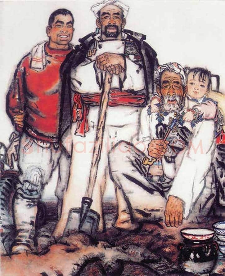 刘文西作品《祖孙四代》，确立了其在美术史上的地位 | 书画资料