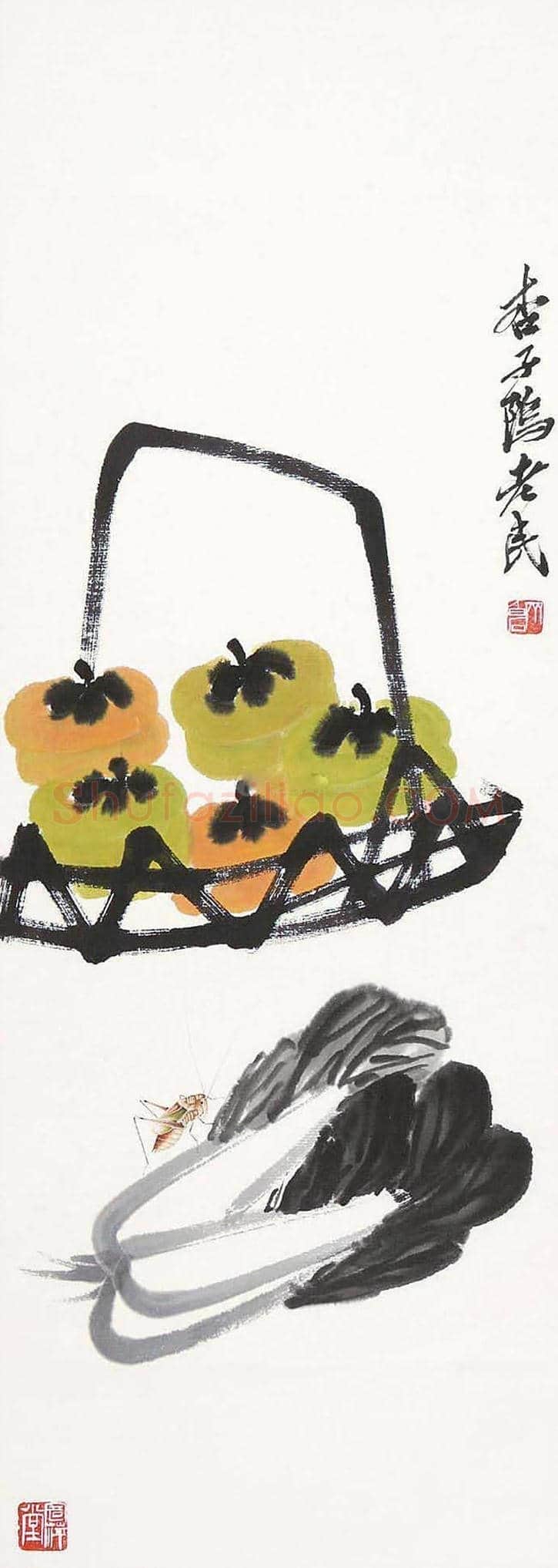 齐白石画笔下的柿子，事事如意 | 书画常识