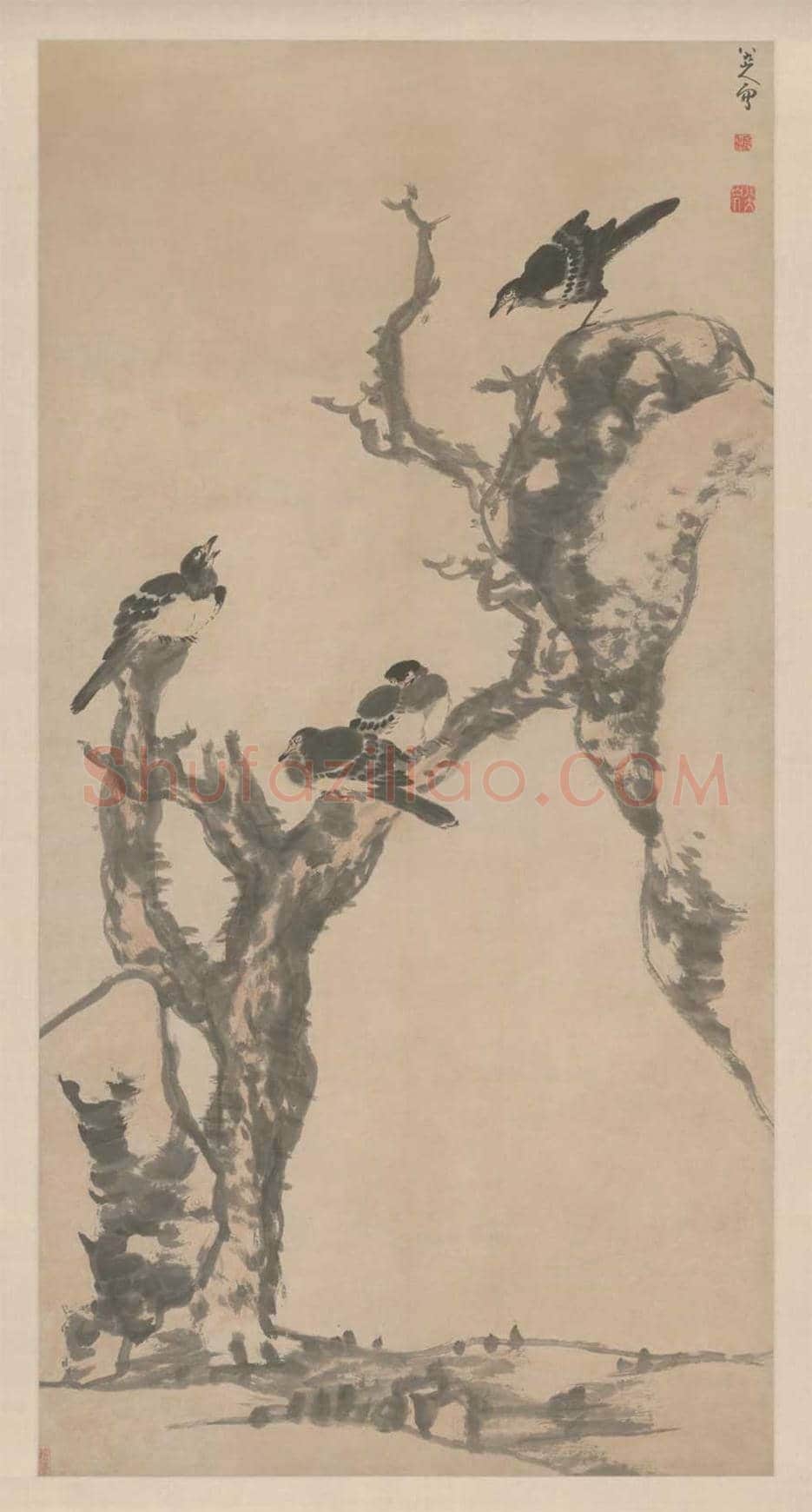 朱耷枯木寒鸦图轴欣赏 | 著名国画鉴赏