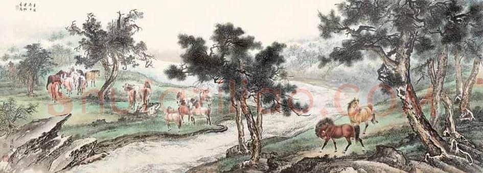 溥佐国画精品《春江饮马》 | 国画赏析
