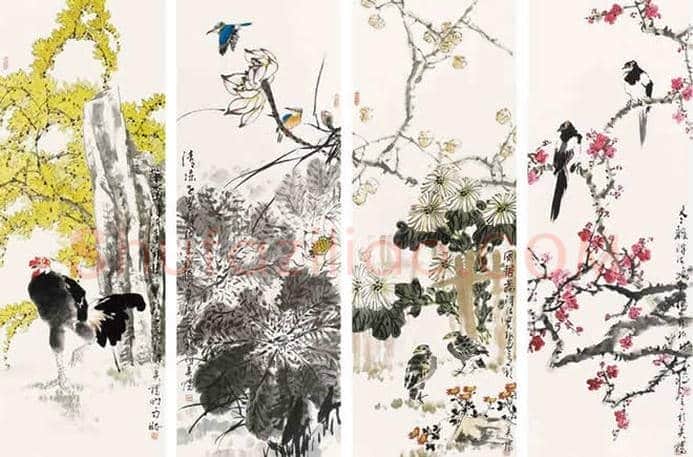 王雪涛等《花鸟四条屏》作品欣赏 | 书画资料