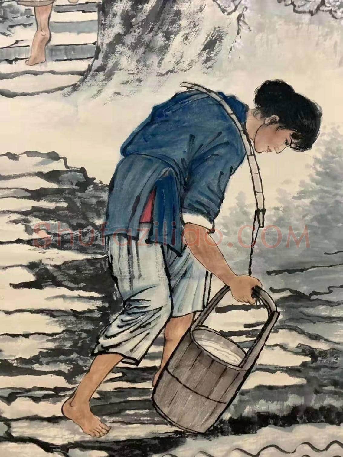 徐悲鸿传世名作《巴人汲水图》， 绝世珍品 | 国画赏析