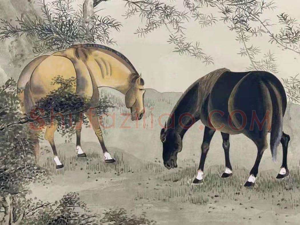 谢稚柳《双骏图》中堂，首度面世 | 国画欣赏