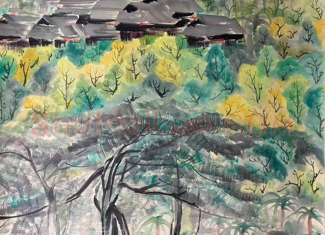 吴冠中重磅巨制《版纳风情》，首次亮相 | 国画图片
