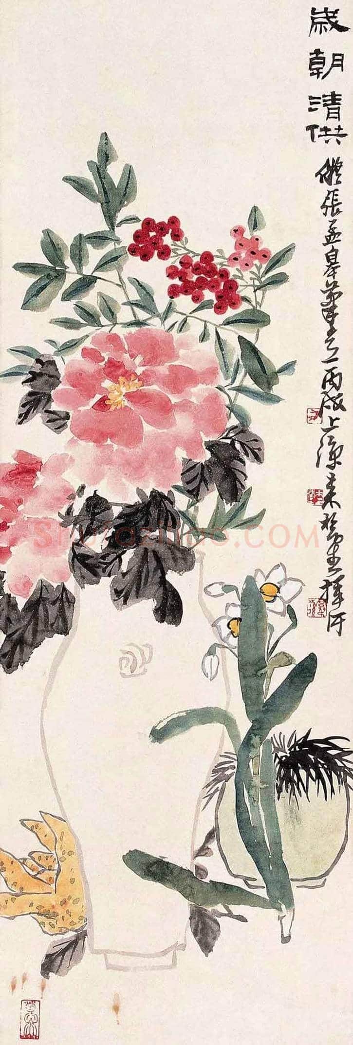 史上最全《岁朝清供图》:潘天寿、张大千、梅兰芳等 | 书画学堂