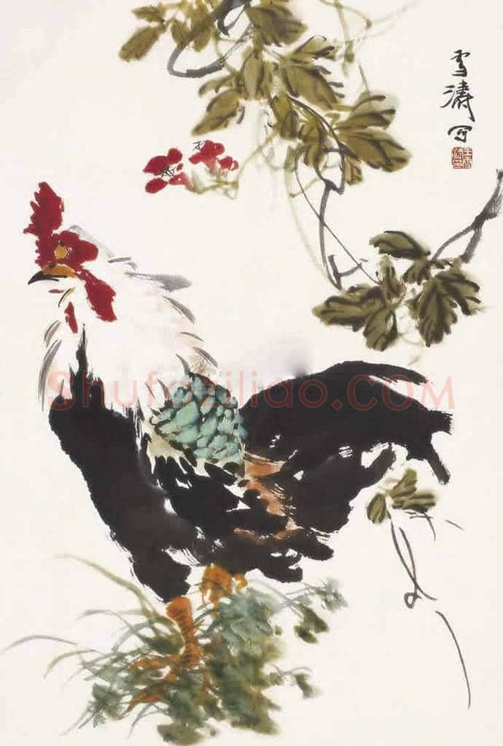 王雪涛画笔下的鸡,喜庆吉祥 | 书画百科