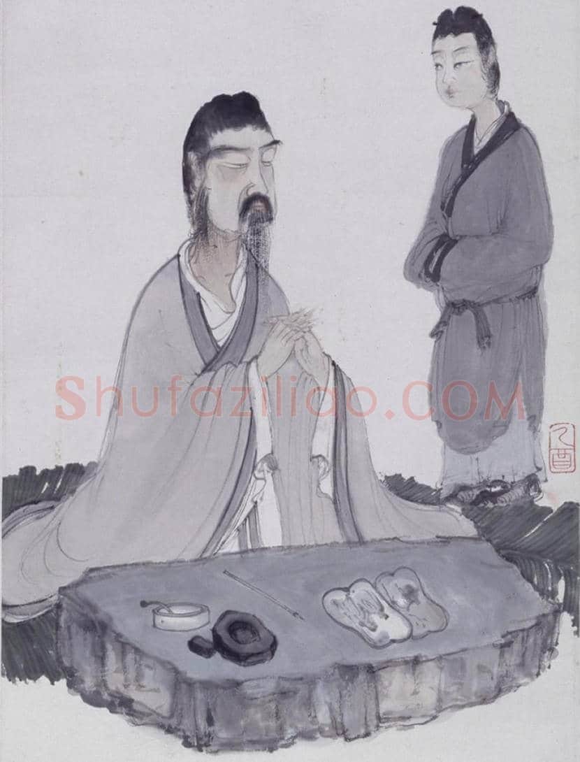 傅抱石仿陈洪绶人物图轴欣赏 | 书画知识