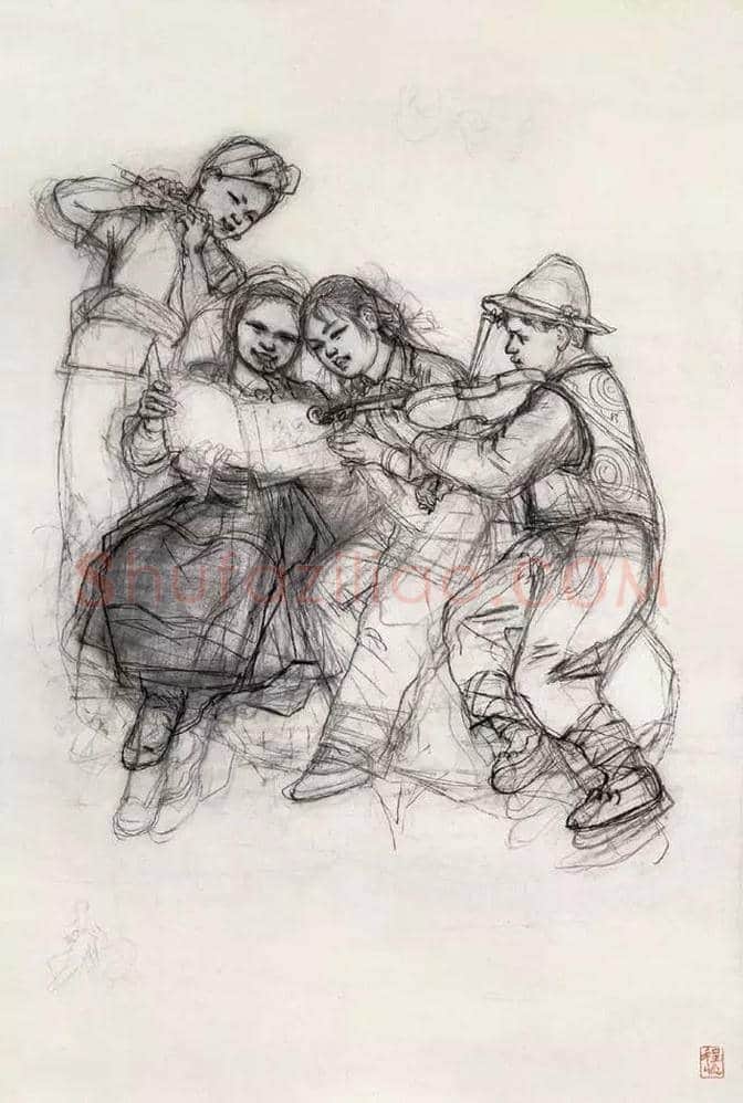 程十发人物,风景绘画手稿 | 书画文摘