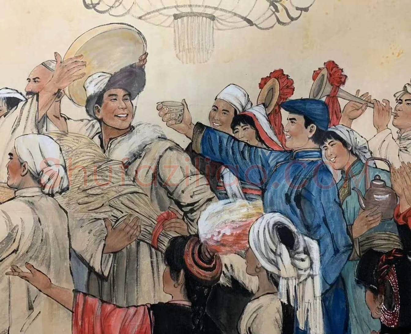 刘文西作品《哈达献给毛主席》，人物群像巨制 | 国画鉴赏