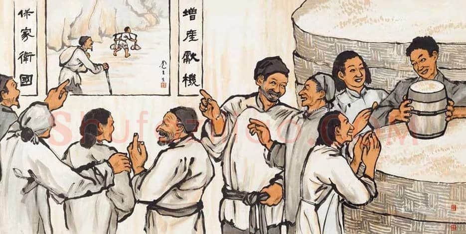 吕凤子最贵作品《 献粮图》欣赏 | 书画知识