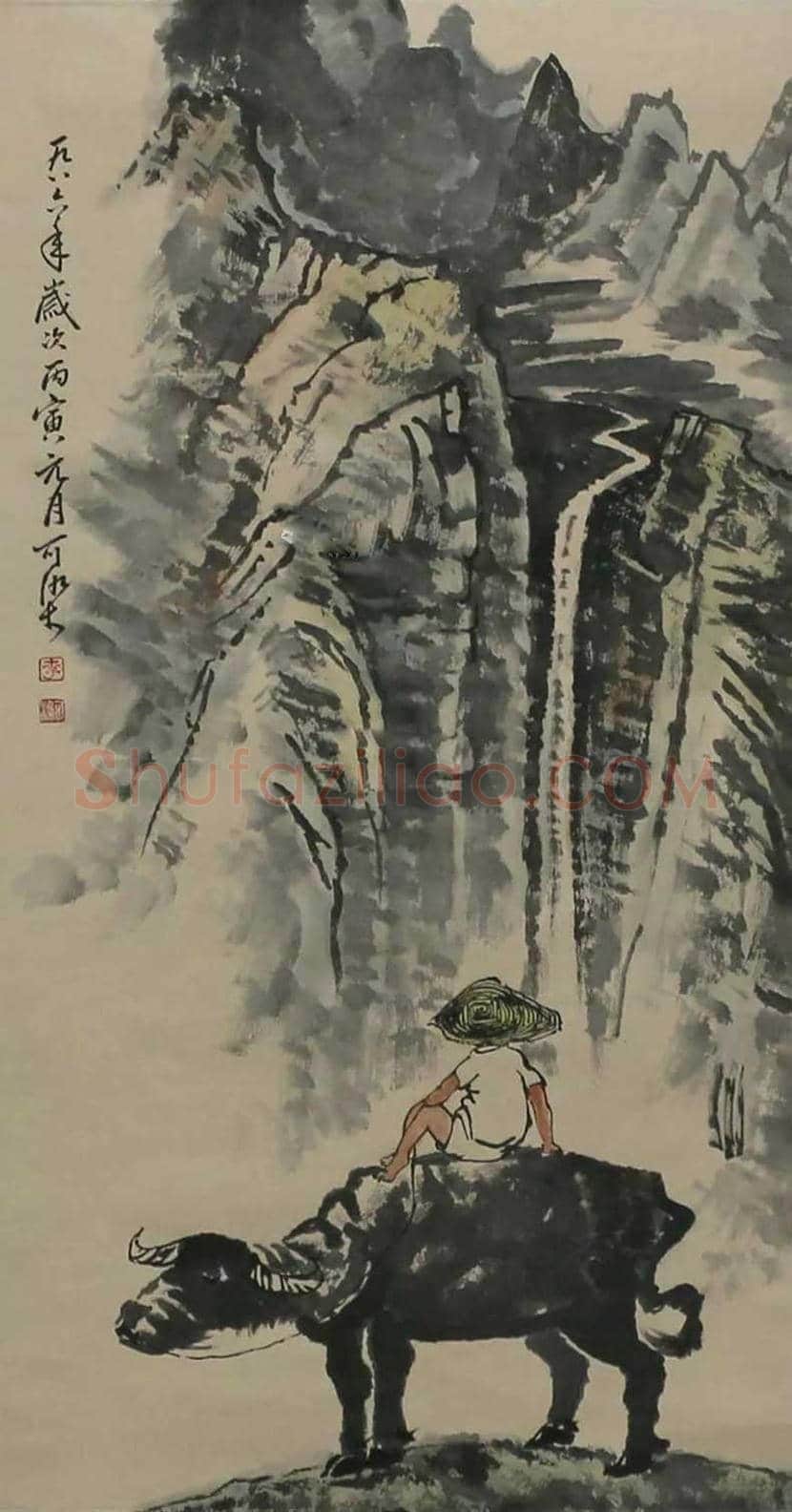 李可染精品《风雨归牧》一半山水,一半牧牛 | 国画赏析