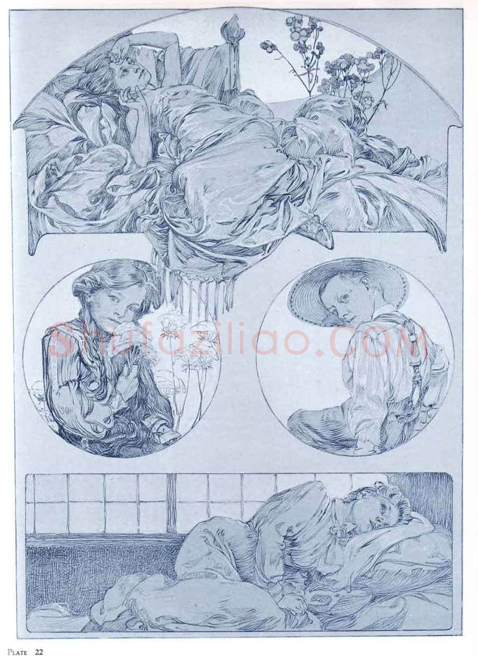 穆夏素描作品欣赏 | 书画文摘