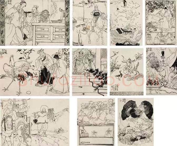 程十发人物,风景绘画手稿 | 书画文摘