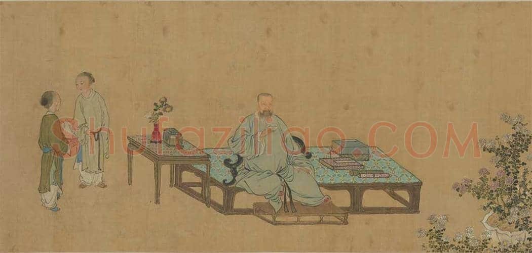 禹之鼎《王原祁艺菊图像》欣赏 | 传世国画作品