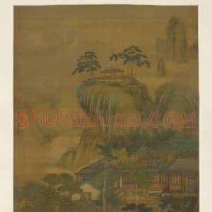 沈源《沈源山水楼阁图轴》清代书画作品图片赏析