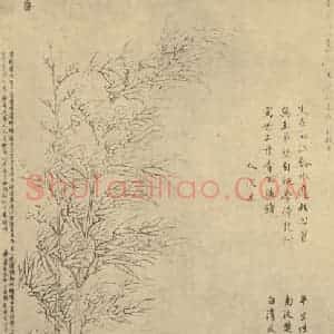 明代 金湜国画作品《竹石》摘自 南画大成 卷一