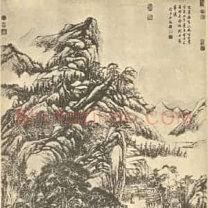 清代 张宗苍国画作品《山水轴(二)》摘自 南画大成 卷十