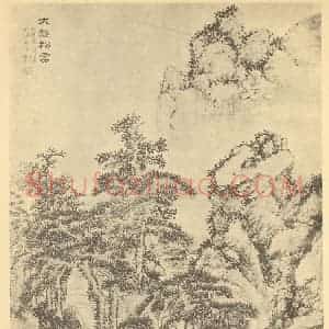 清代 蔡嘉国画作品《山水轴》摘自 南画大成 卷十