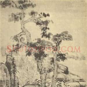 清代 髡残国画作品《山水图(八)》摘自 南画大成 卷十一