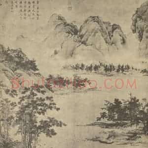 明代 仇英国画作品《山水图》摘自 南画大成 卷十一
