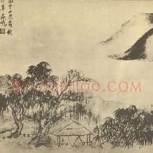 清代 顾鹤庆国画作品《山水图(七)》摘自 南画大成 卷十二
