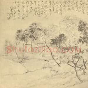 清代 陶琯国画作品《山水图》摘自 南画大成 卷十二