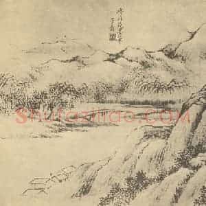 清代 张之万国画作品《山水图(四)》摘自 南画大成 卷十二