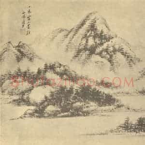 清代 顾麟士国画作品《山水图(三)》摘自 南画大成 卷十二