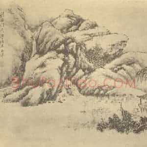 清代 顾麟士国画作品《山水图(四)》摘自 南画大成 卷十二