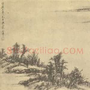 清代 顾麟士国画作品《山水图(五)》摘自 南画大成 卷十二