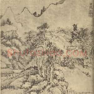 清代 方士庶国画作品《山水图(六)》摘自 南画大成 卷十二