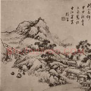 清代 张熊国画作品《山水册(十二)》摘自 南画大成 卷十三