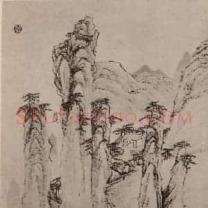 清代 弘仁国画作品《黄山山水册(二十四)》摘自 南画大成 卷十三