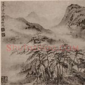 清代 恽寿平国画作品《山水册(五)》摘自 南画大成 卷十三