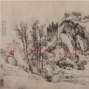 清代 王翚国画作品《山水册(三)》摘自 南画大成 卷十三