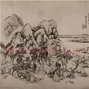 清代 王翚国画作品《山水册(六)》摘自 南画大成 卷十三