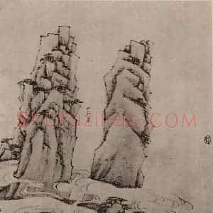 清代 弘仁国画作品《黄山山水册(十七)》摘自 南画大成 卷十三