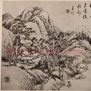 清代 张熊国画作品《山水册(五)》摘自 南画大成 卷十三