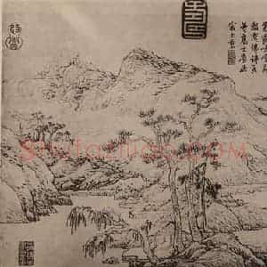 元代 倪瓒国画作品《春山图页》摘自 南画大成 卷十四