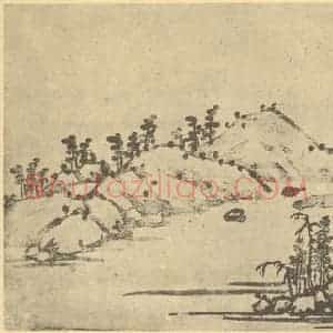 明代 沈周国画作品《山水图(二)》摘自 南画大成 续集一