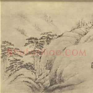 清代 吴大澂国画作品《山水图(八)》摘自 南画大成 续集二