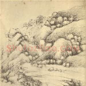 清代 周笠国画作品《山水图(八)》摘自 南画大成 续集二