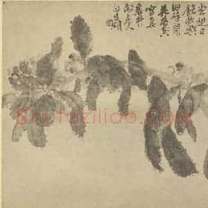 清代 吴昌硕国画作品《凤仙》摘自 南画大成 续集三